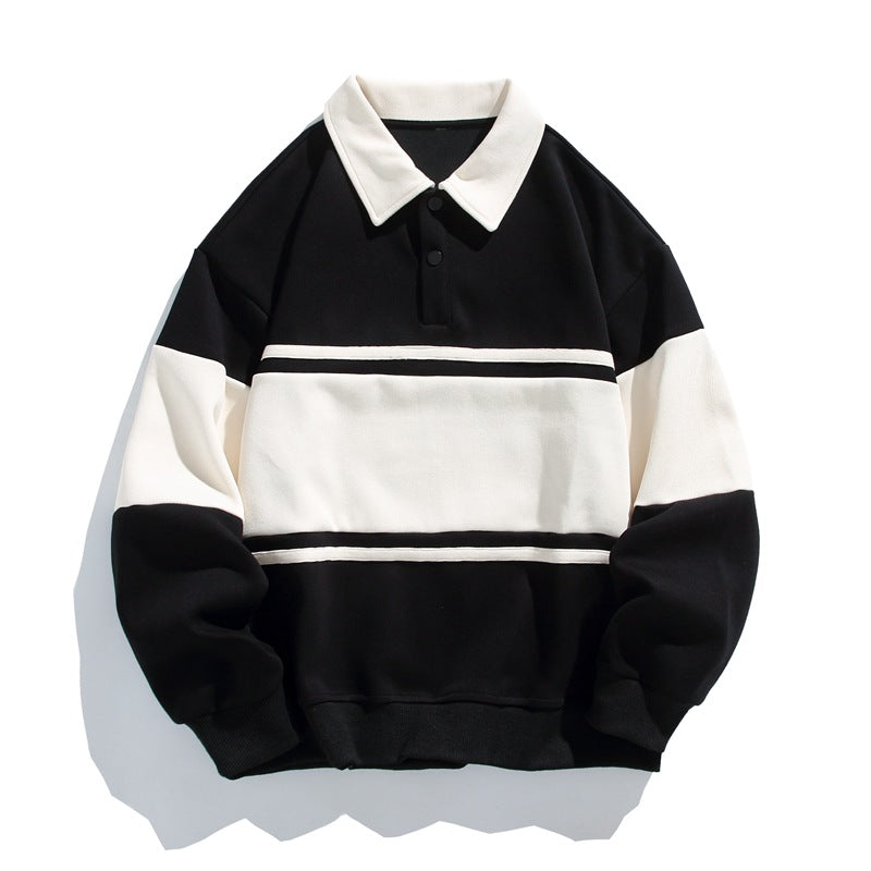 Men's Striped Polo Sweatshirt, vintage campus style - photo 5