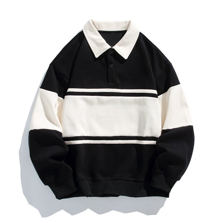Men's Striped Polo Sweatshirt, vintage campus style - photo 5
