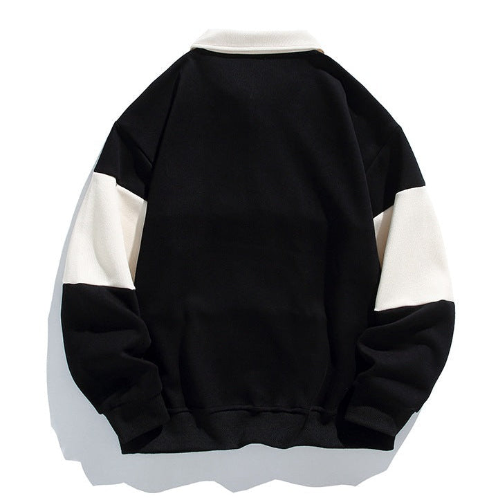 Men's Striped Polo Sweatshirt, vintage campus style - photo 6