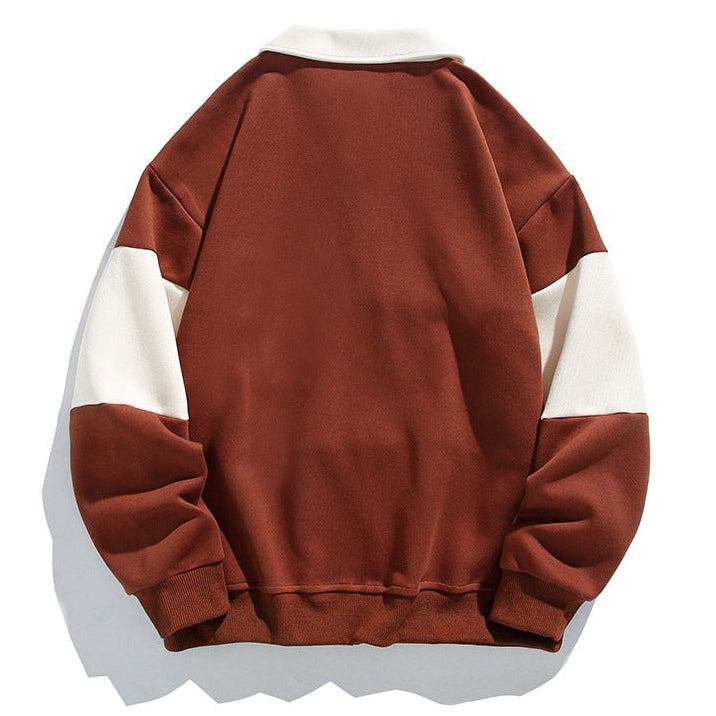 Men's Striped Polo Sweatshirt, vintage campus style - photo 8