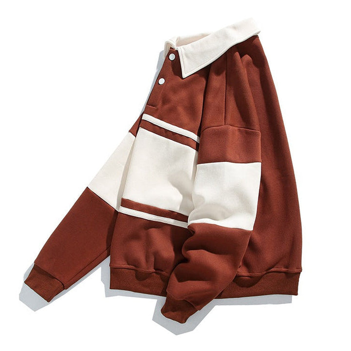Men's Striped Polo Sweatshirt, vintage campus style - photo 9
