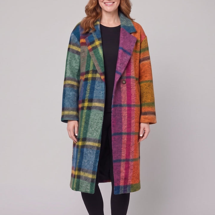 Oversized longline coat close-up, front