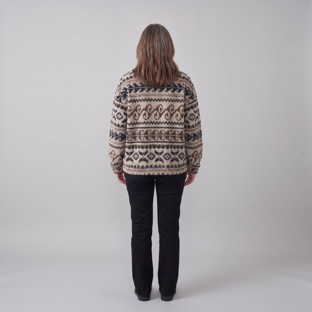 Women's beige Nordic padded jacket back