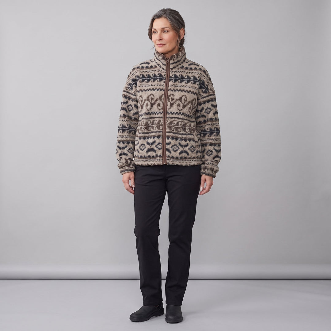 Women's beige Nordic padded jacket side