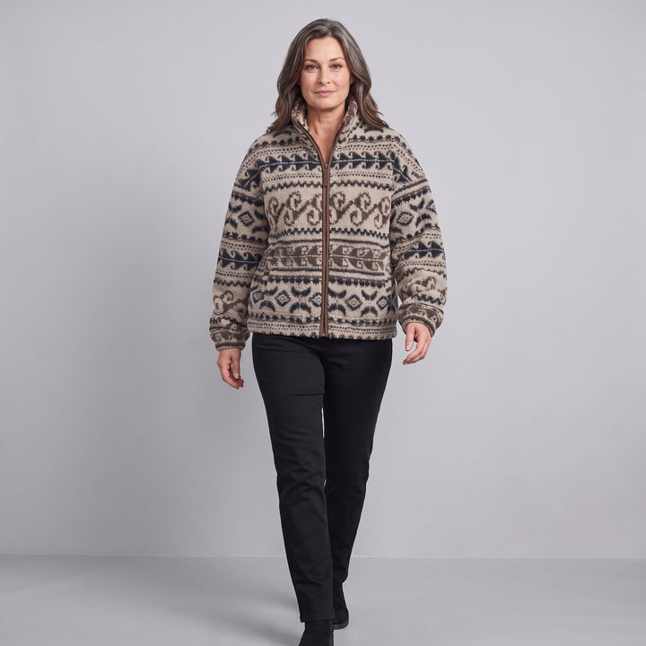 Women's beige Nordic padded jacket walking
