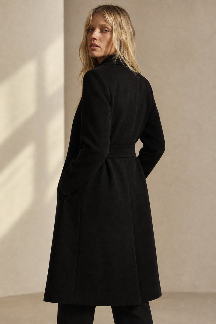 Women's Belted Wool-Blend Midi Coat, tailored - photo 6