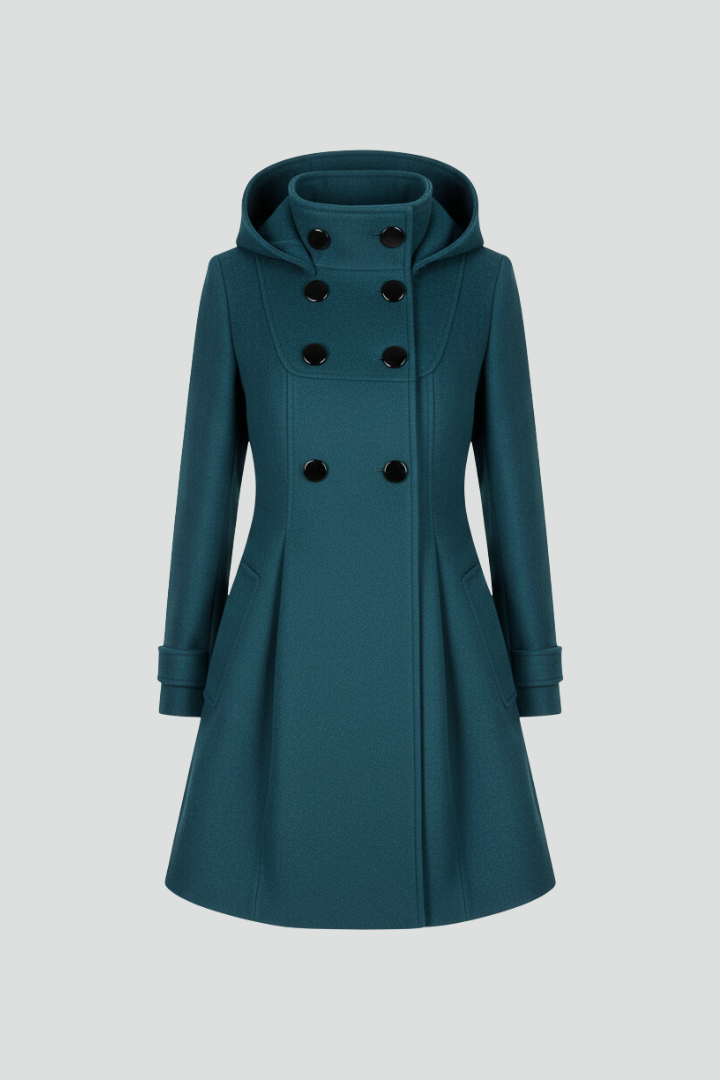 Women's Coat with Hood and Double Button Front - photo 2