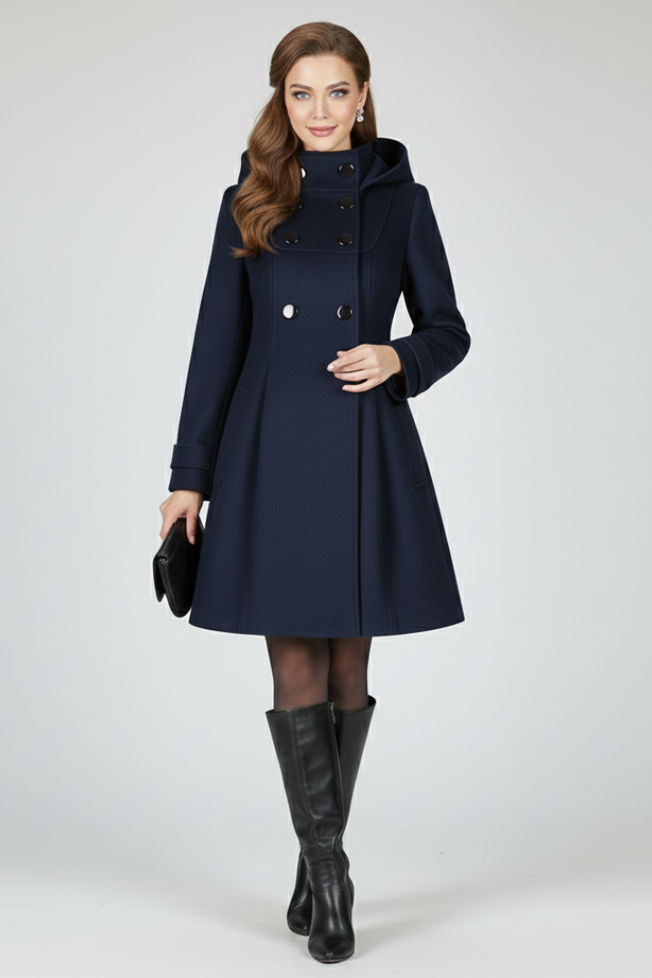 Women's Coat with Hood and Double Button Front - photo 7