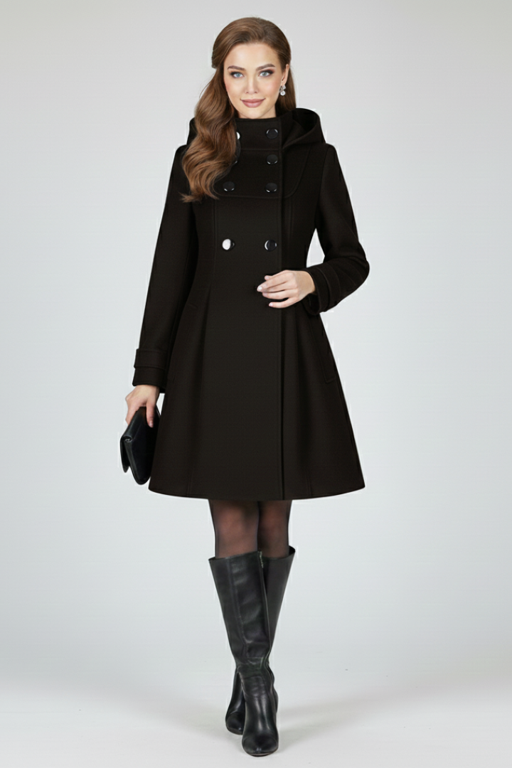 Women's Coat with Hood and Double Button Front - photo 8