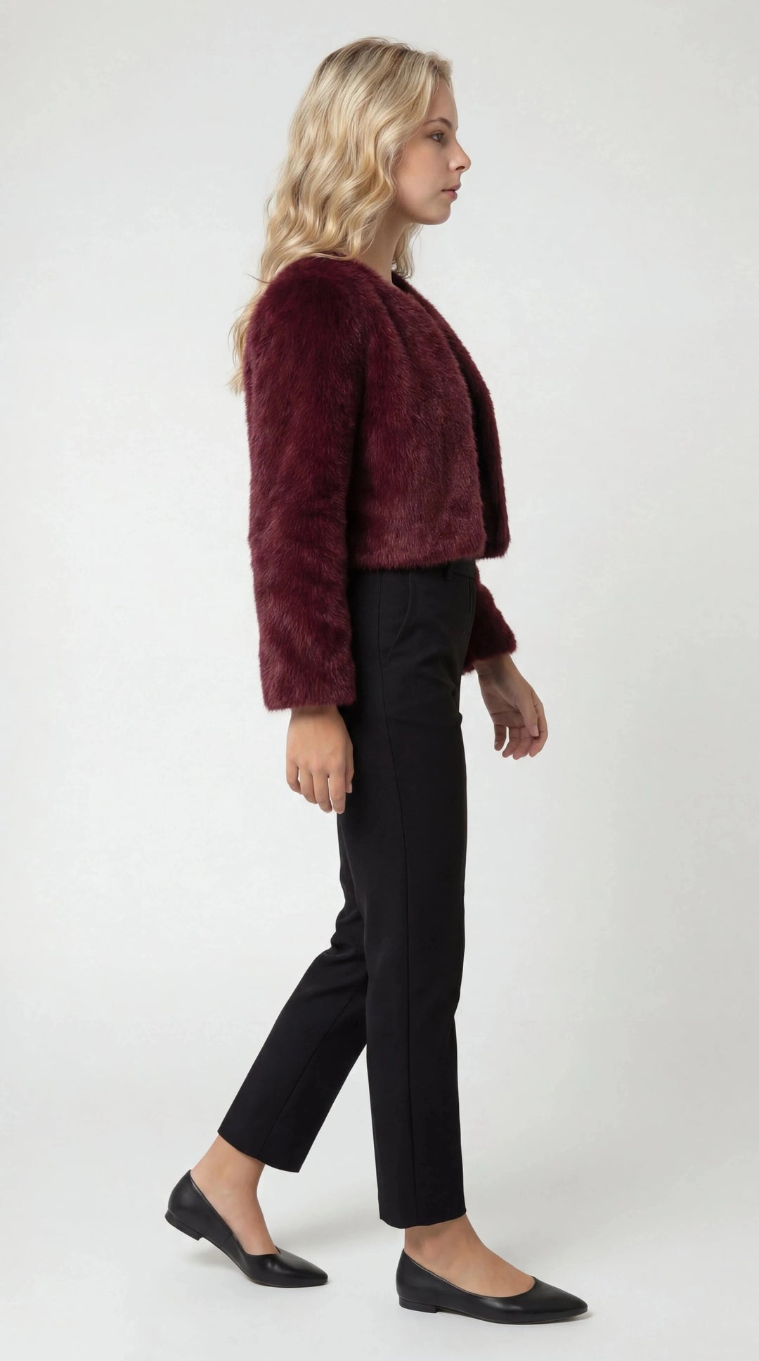Women's Cropped Faux Fur Jacket, short length - photo 2