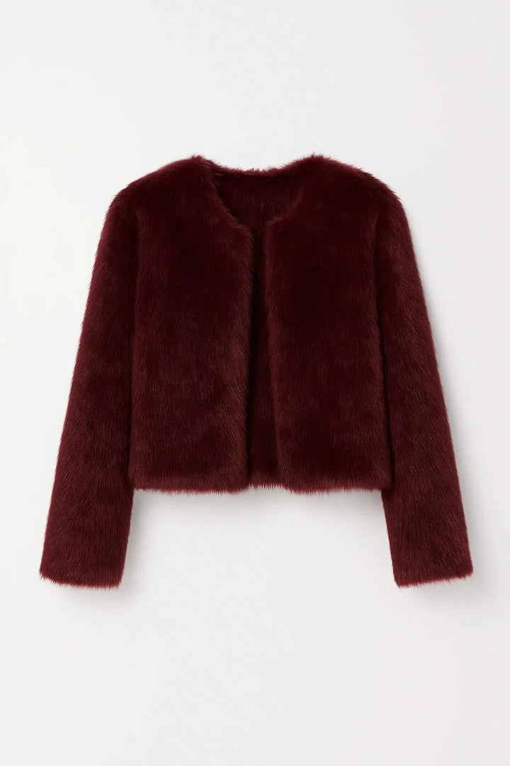 Women's Cropped Faux Fur Jacket, short length - photo 4