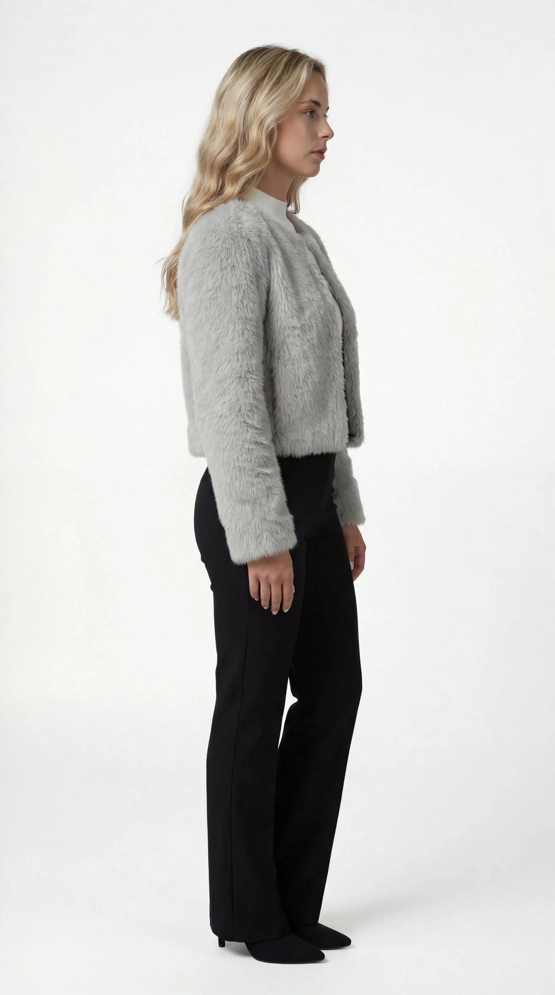 Women's Cropped Faux Fur Jacket, short length - photo 6