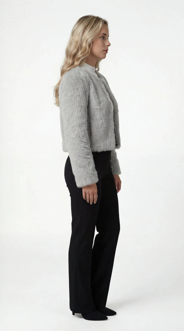 Women's Cropped Faux Fur Jacket, short length - photo 6
