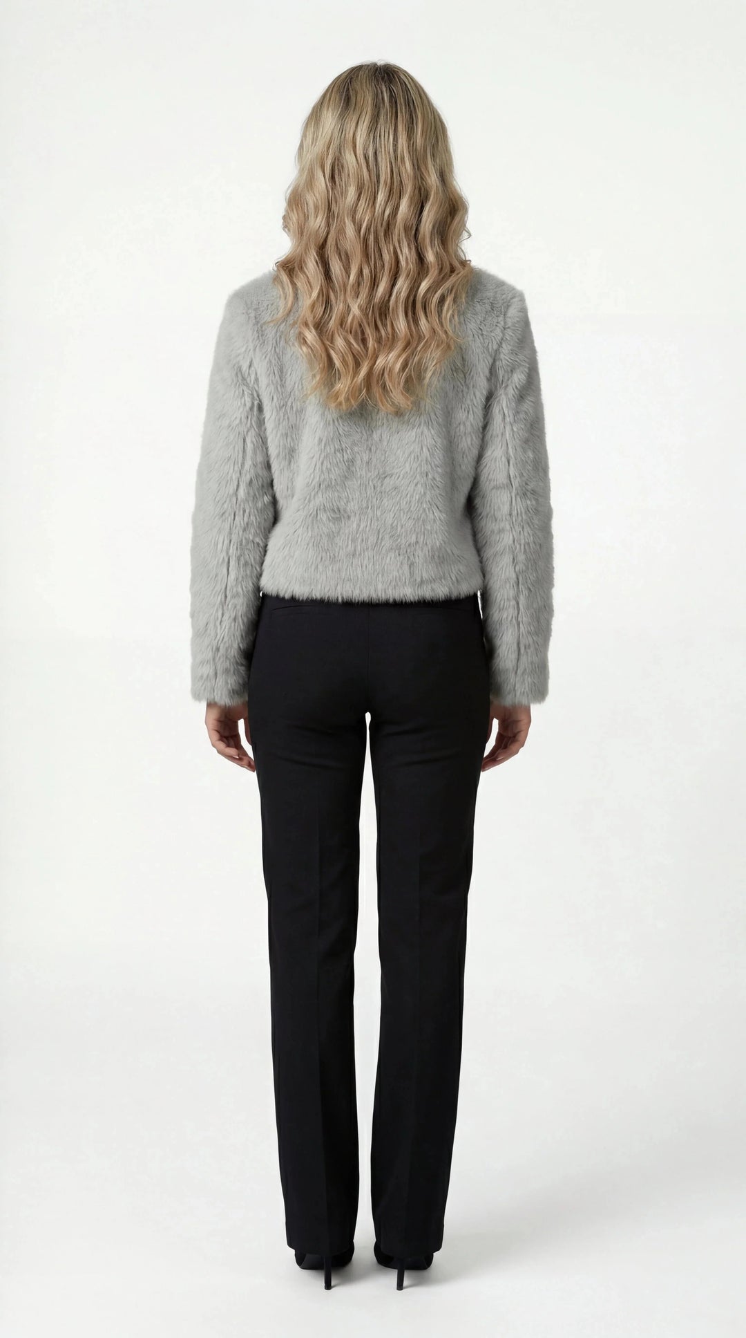 Women's Cropped Faux Fur Jacket, short length - photo 7