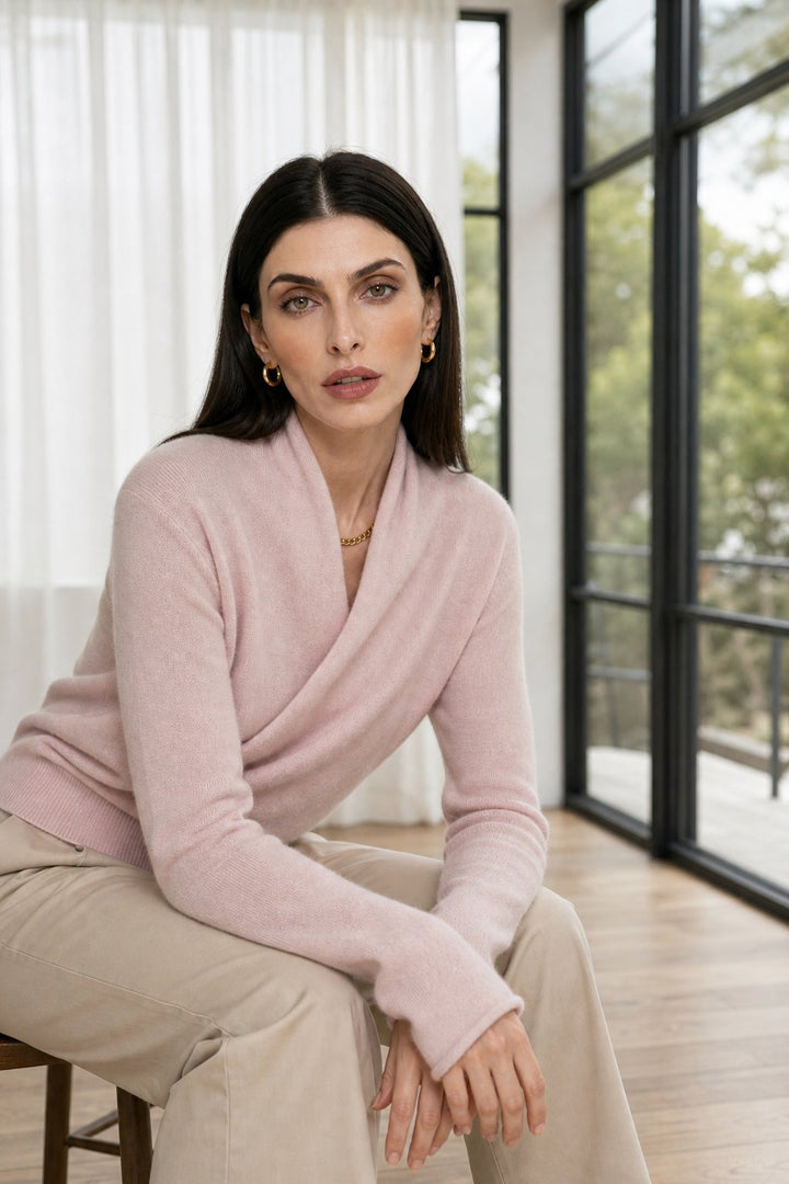 Women's Crossover-Collar Knit Sweater, soft - photo 2