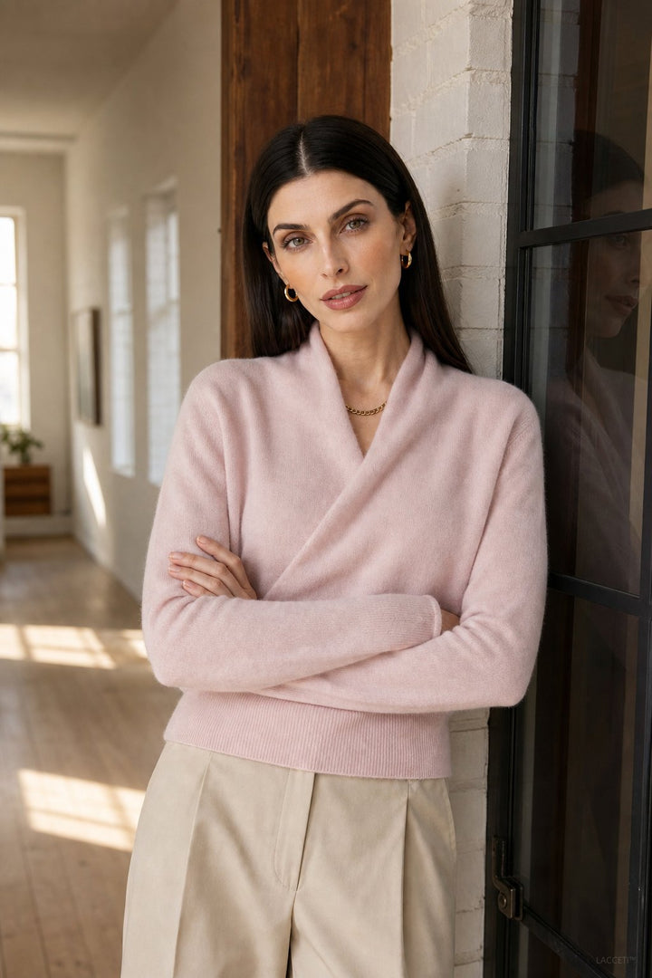 Women's Crossover-Collar Knit Sweater, soft - photo 3