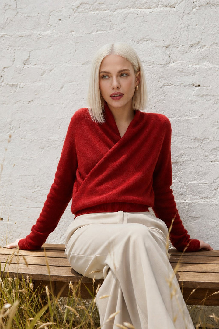 Women's Crossover-Collar Knit Sweater, soft - photo 6