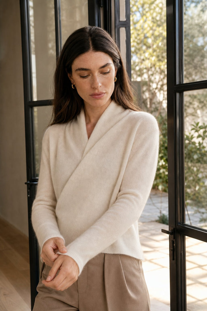 Women's Crossover-Collar Knit Sweater, soft - photo 7