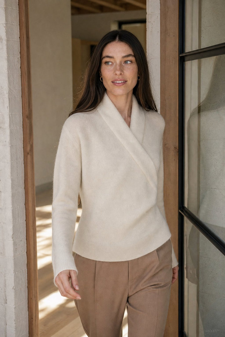 Women's Crossover-Collar Knit Sweater, soft - photo 8