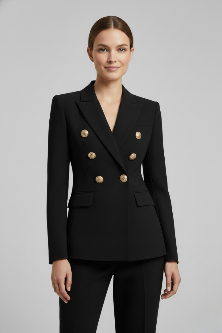 Women's Double-Breasted Blazer, gold-tone buttons - photo 1