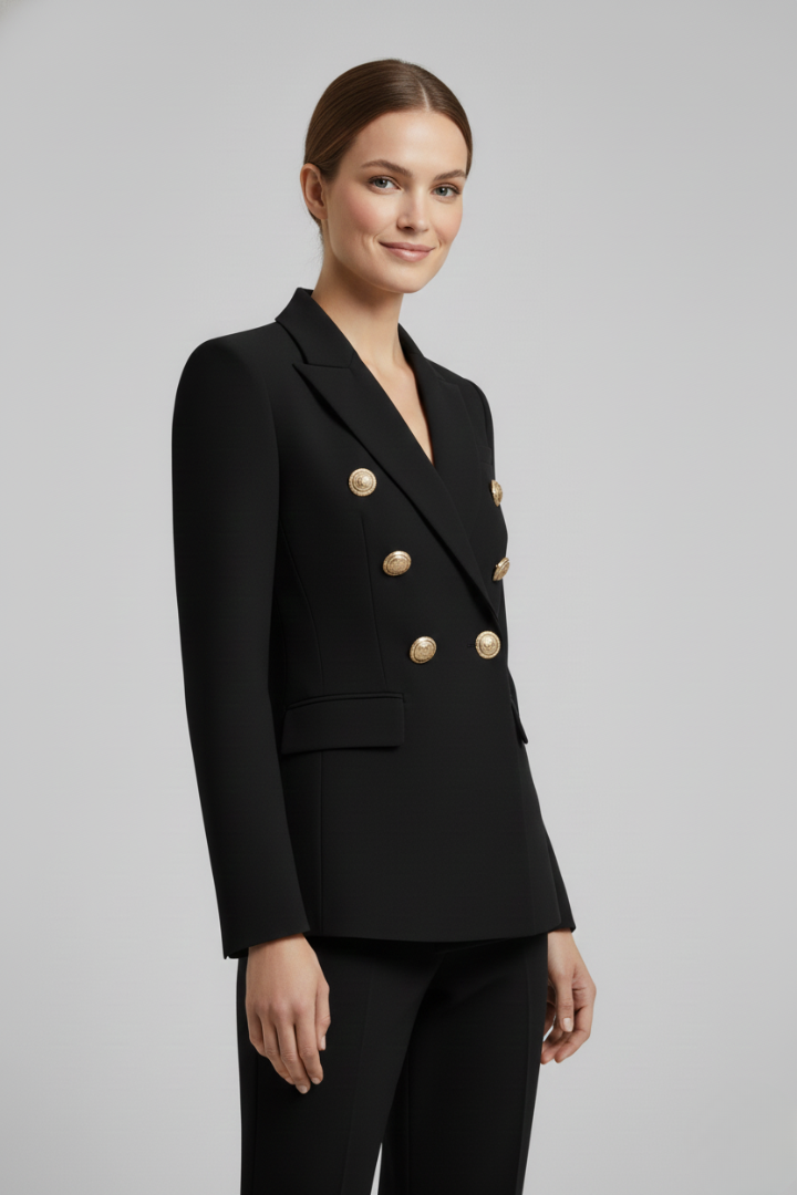 Women's Double-Breasted Blazer, gold-tone buttons - photo 3