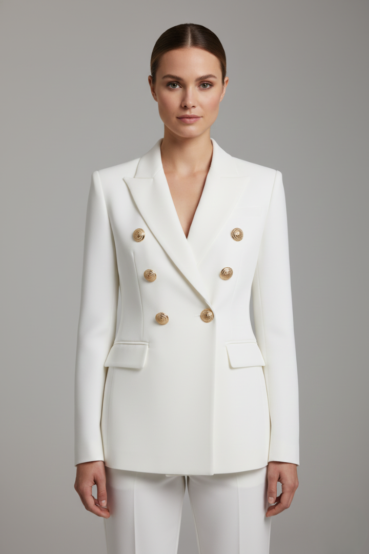 Women's Double-Breasted Blazer, gold-tone buttons - photo 6