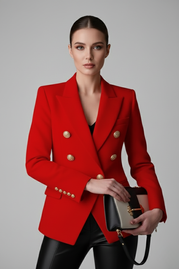 Women's Double-Breasted Blazer, gold-tone buttons - photo 7