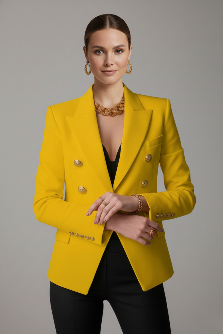 Women's Double-Breasted Blazer, gold-tone buttons - photo 8