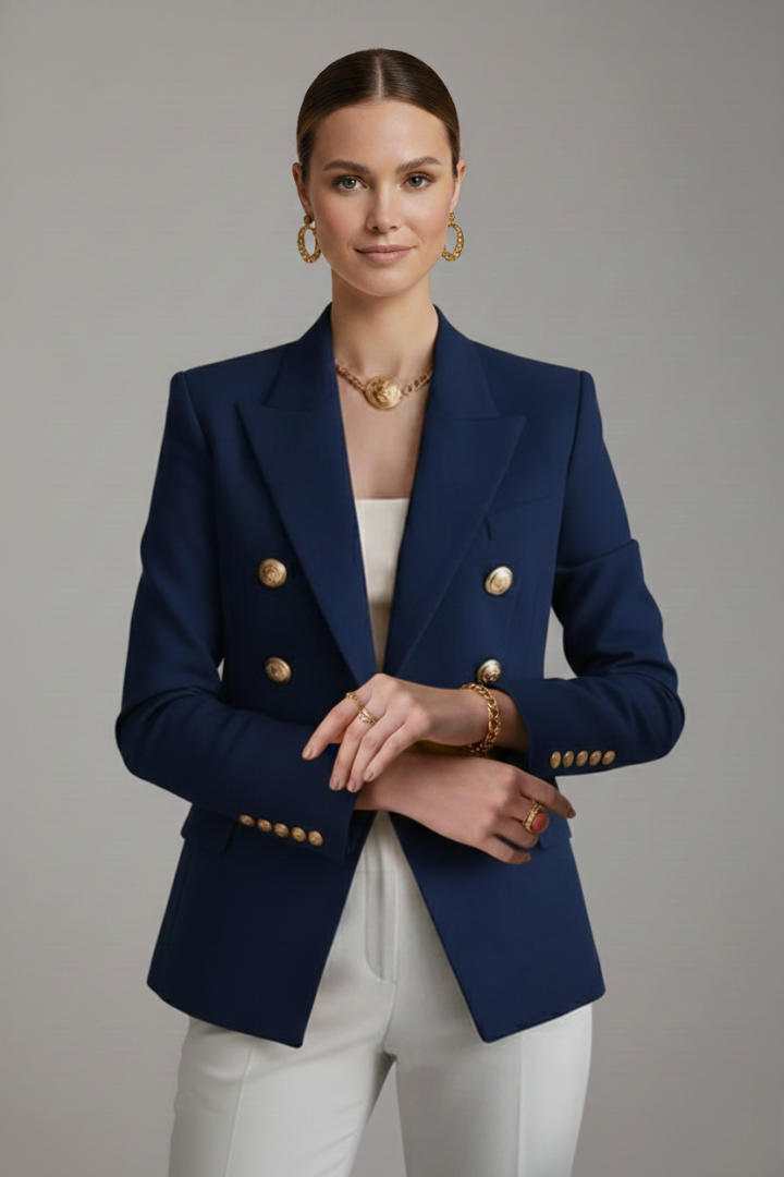 Women's Double-Breasted Blazer, gold-tone buttons - photo 9