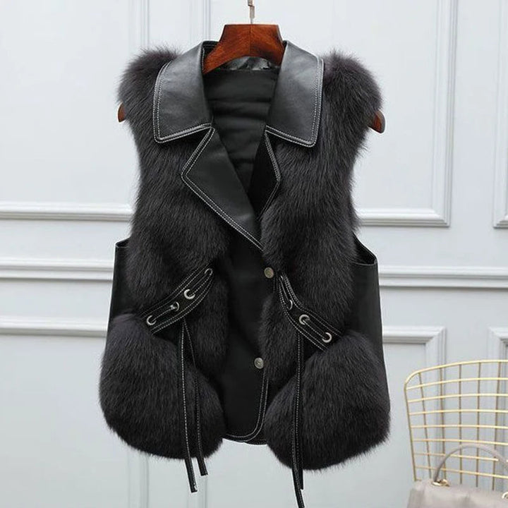 Women's Faux Fur Vest, oversized lapel - photo 9
