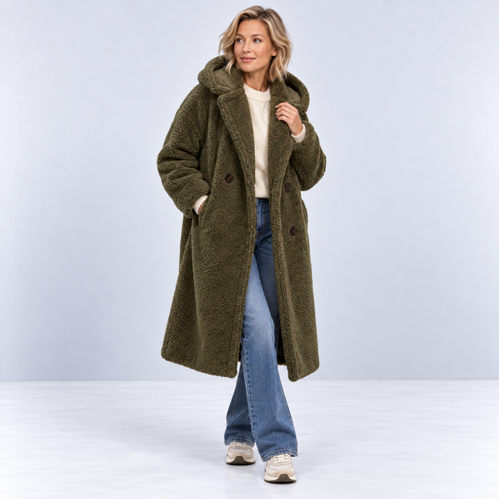Women's Long Hooded Teddy Coat, plush - photo 1