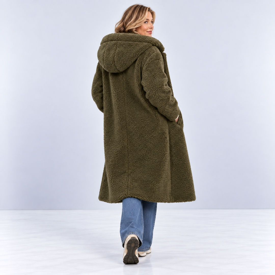 Women's Long Hooded Teddy Coat, plush - photo 2