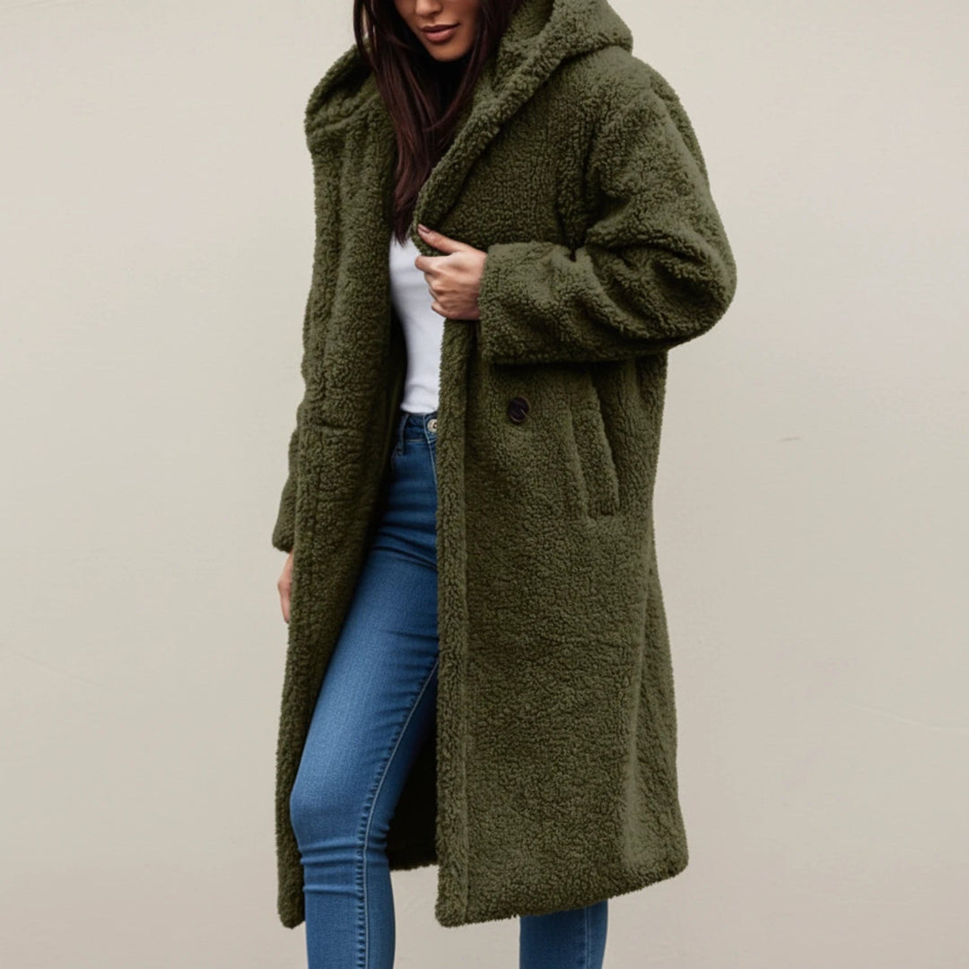Women's Long Hooded Teddy Coat, plush - photo 3
