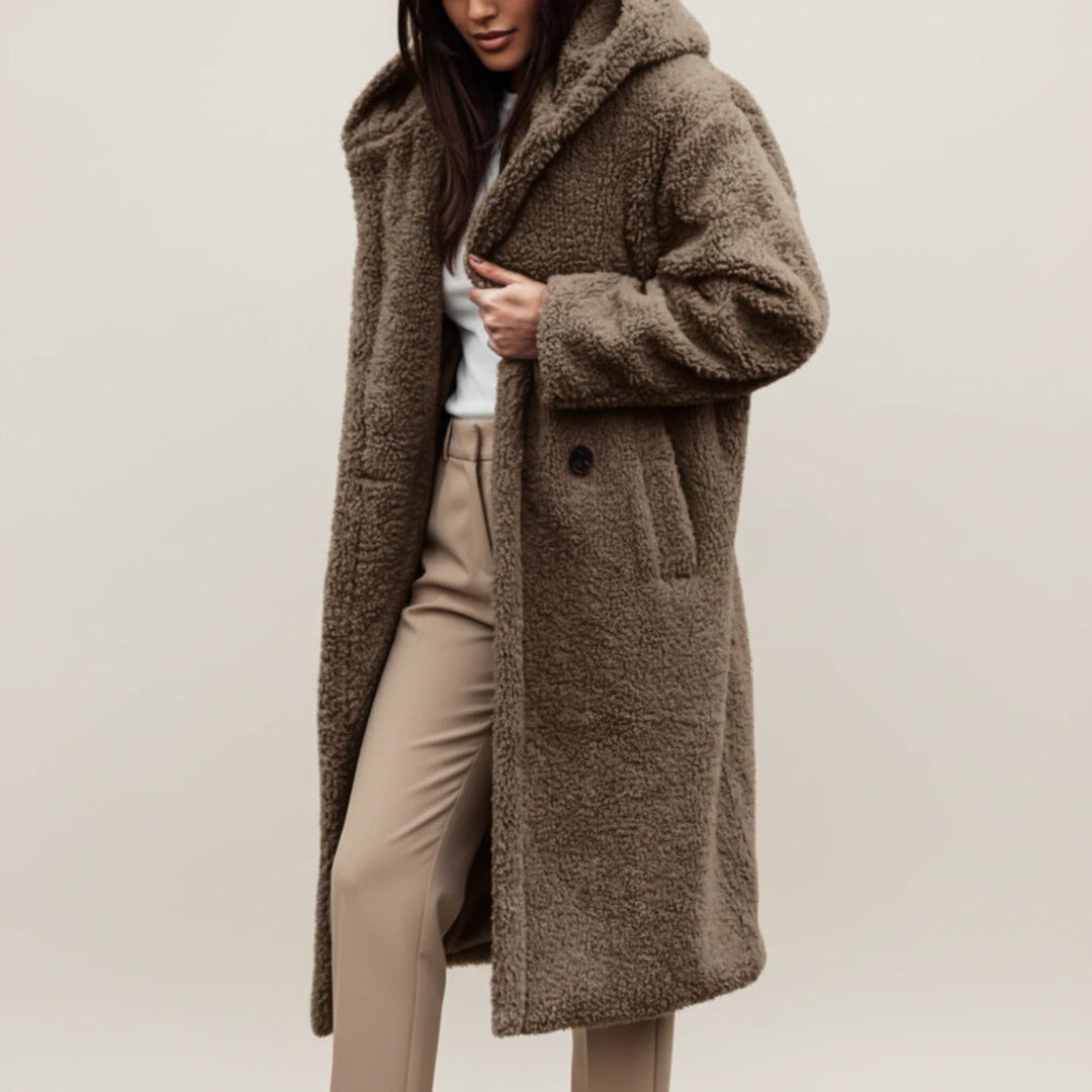 Women's Long Hooded Teddy Coat, plush - photo 6