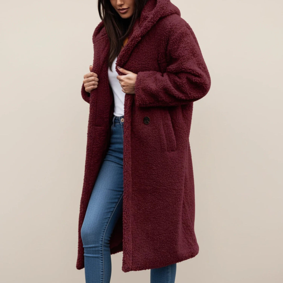 Women's Long Hooded Teddy Coat, plush - photo 8