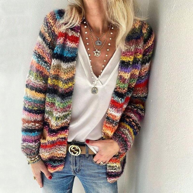 Women's Multicolour Knit Cardigan, relaxed fit - photo 3