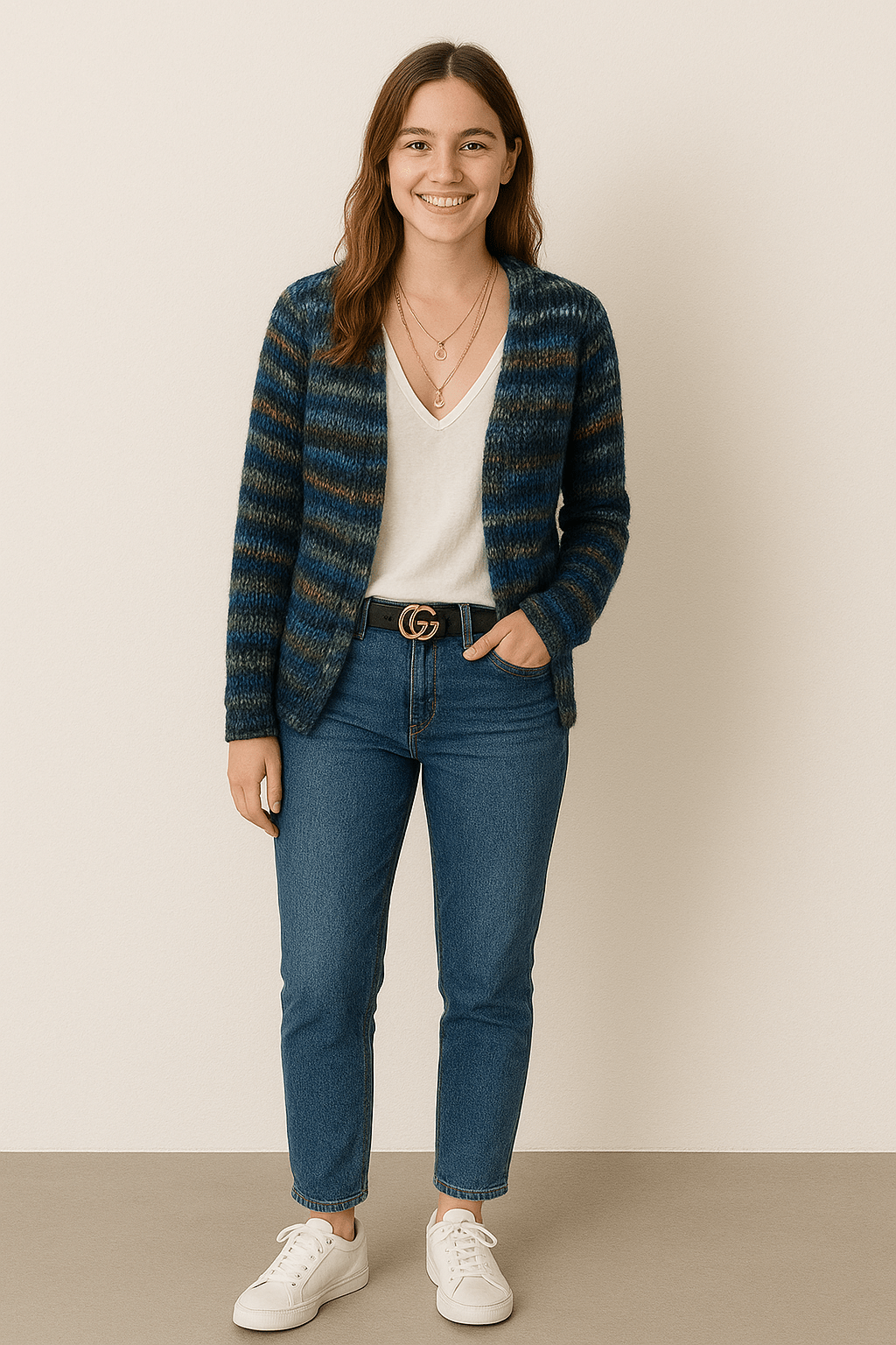 Women's Multicolour Knit Cardigan, relaxed fit - photo 4