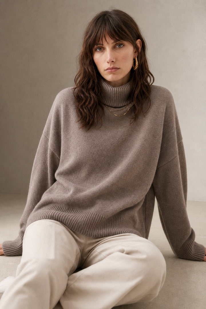 Women's Oversized Turtleneck Sweater, wool-blend - photo 4