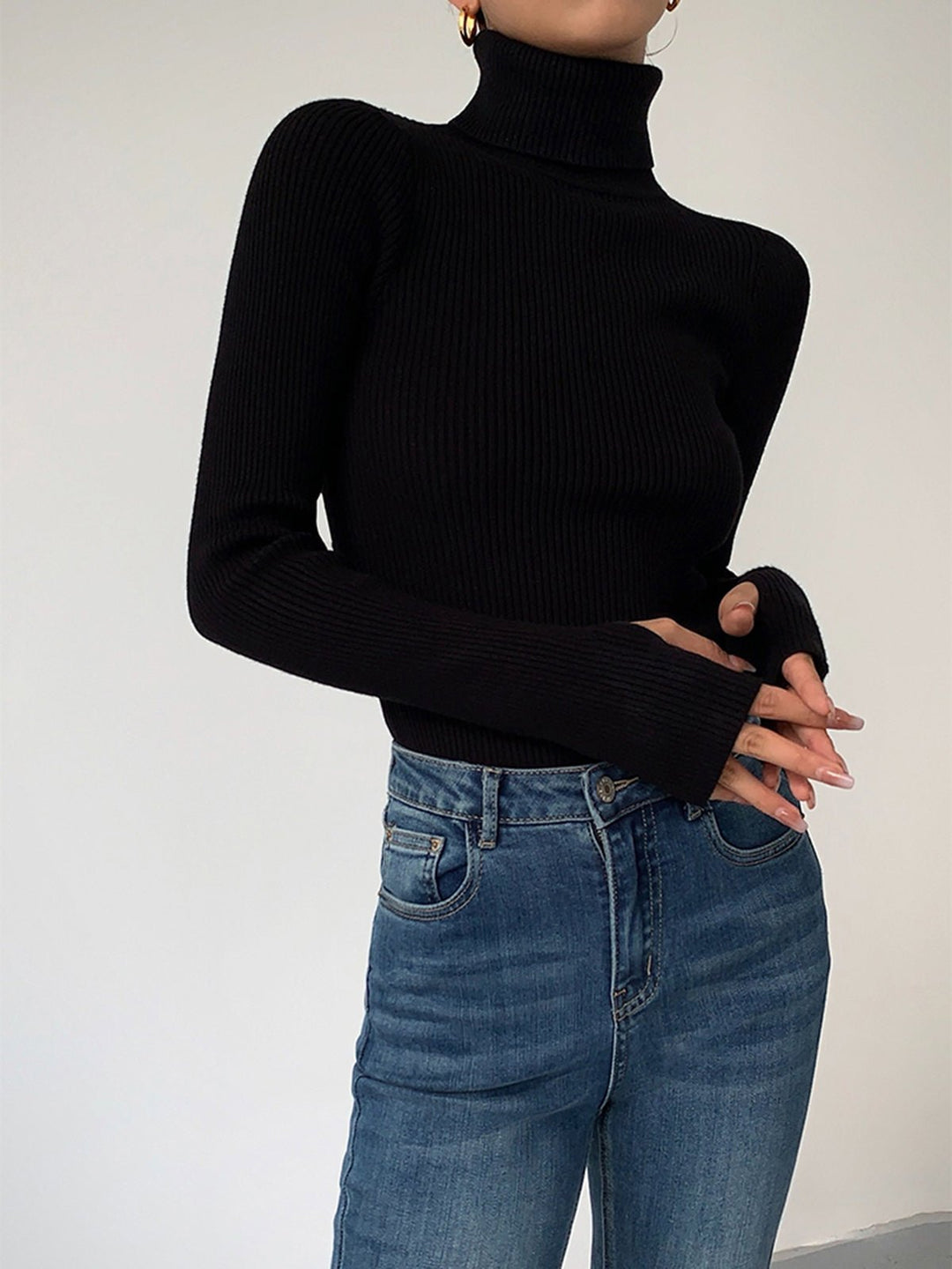 Women's Ribbed Turtleneck Sweater, slim fit - photo 1