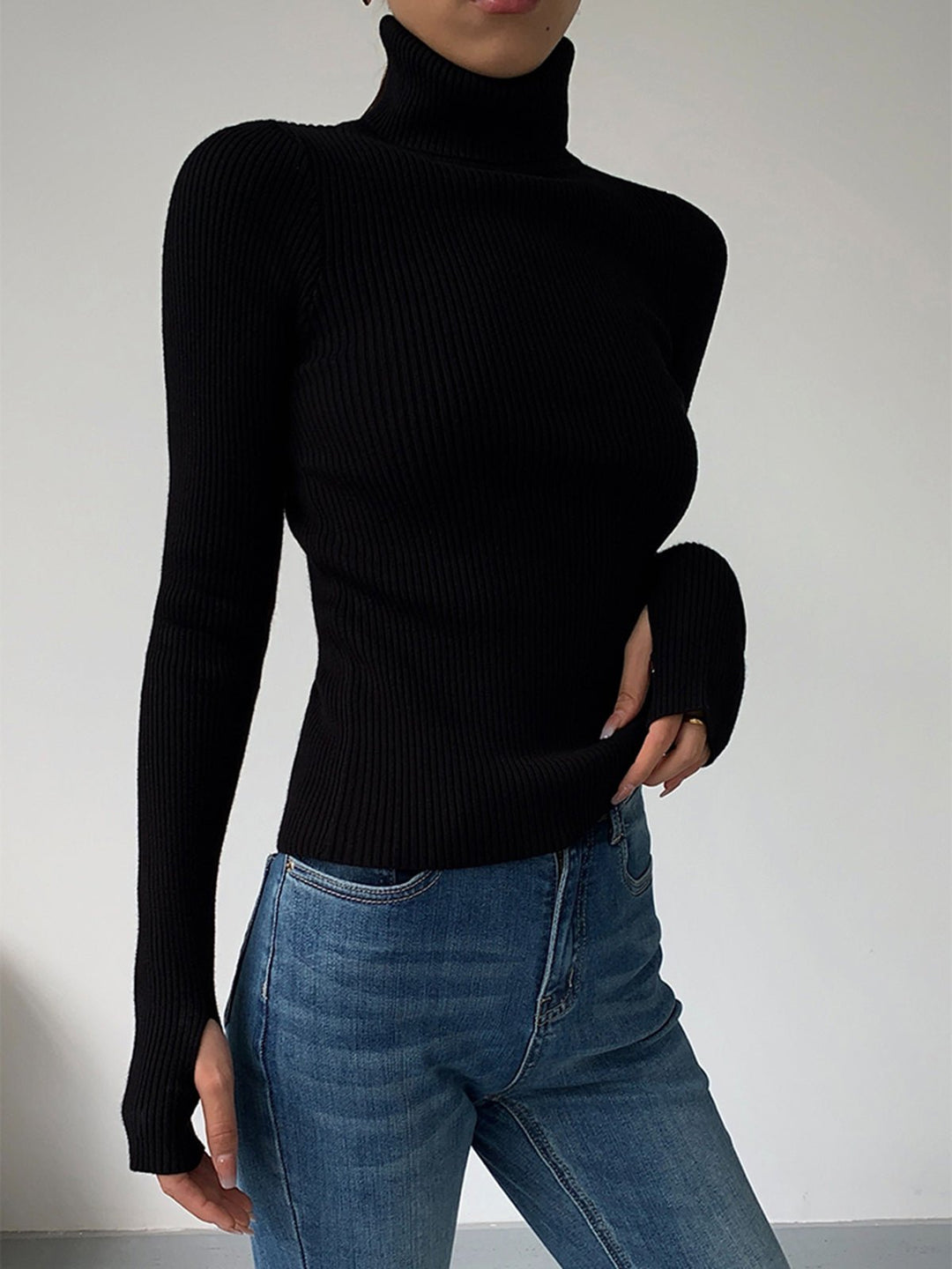 Women's Ribbed Turtleneck Sweater, slim fit - photo 8
