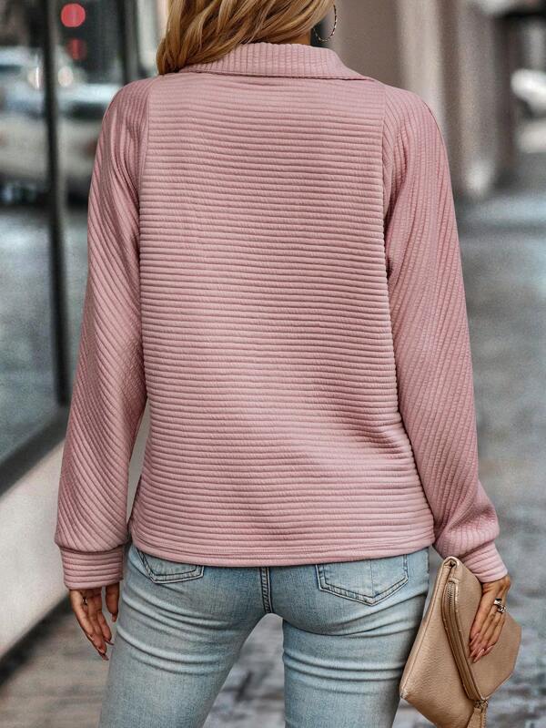 Women's Structured Half-Zip Sweatshirt, textured knit - photo 7