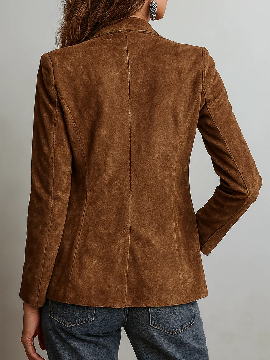 Women's Suede-Touch Button-Down Blazer, notch lapel - photo 3
