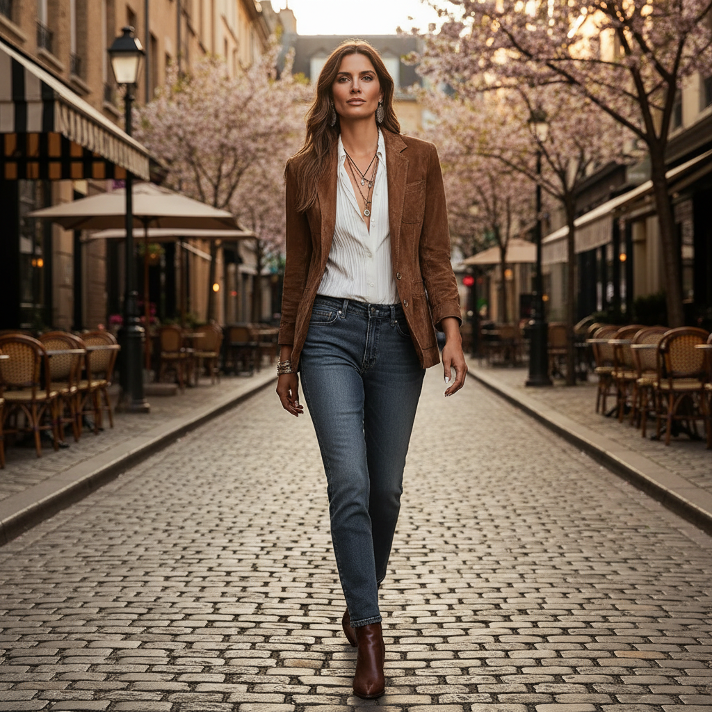 Women's Suede-Touch Button-Down Blazer, notch lapel - photo 7