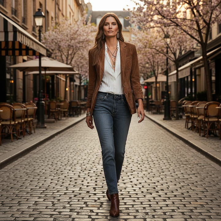 Women's Suede-Touch Button-Down Blazer, notch lapel - photo 7