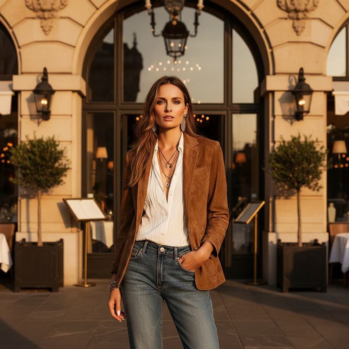 Women's Suede-Touch Button-Down Blazer, notch lapel - photo 8