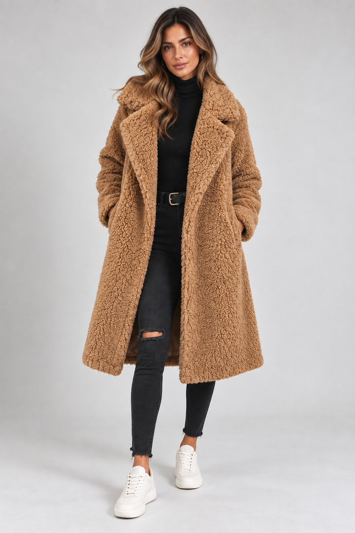 Women's Warm Long Teddy Coat, soft fleece - photo 1