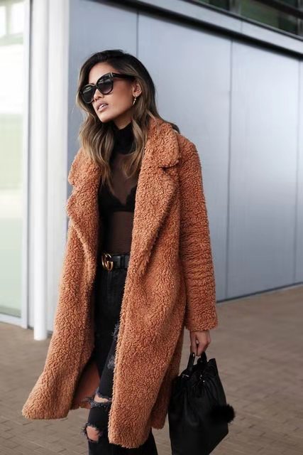 Women's Warm Long Teddy Coat, soft fleece - photo 12
