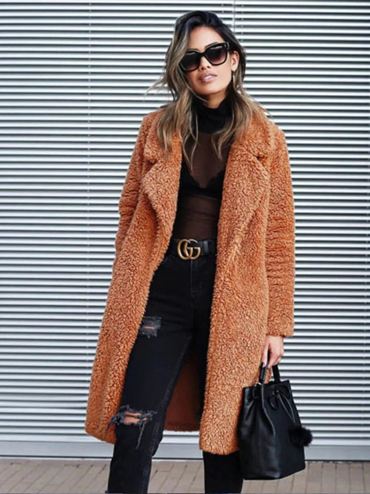 Women's Warm Long Teddy Coat, soft fleece - photo 13
