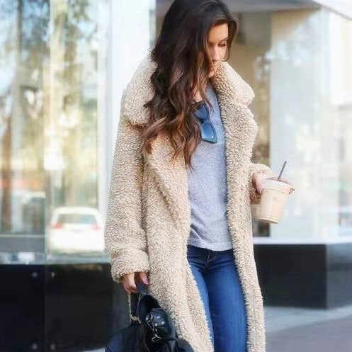 Women's Warm Long Teddy Coat, soft fleece - photo 2