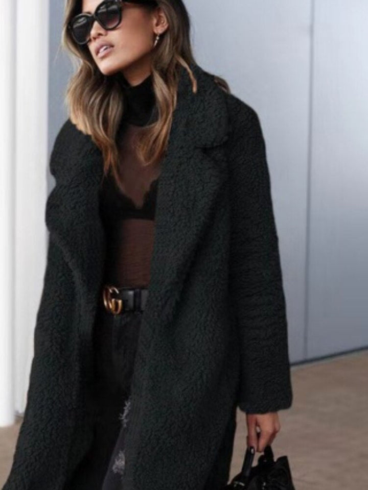 Women's Warm Long Teddy Coat, soft fleece - photo 4